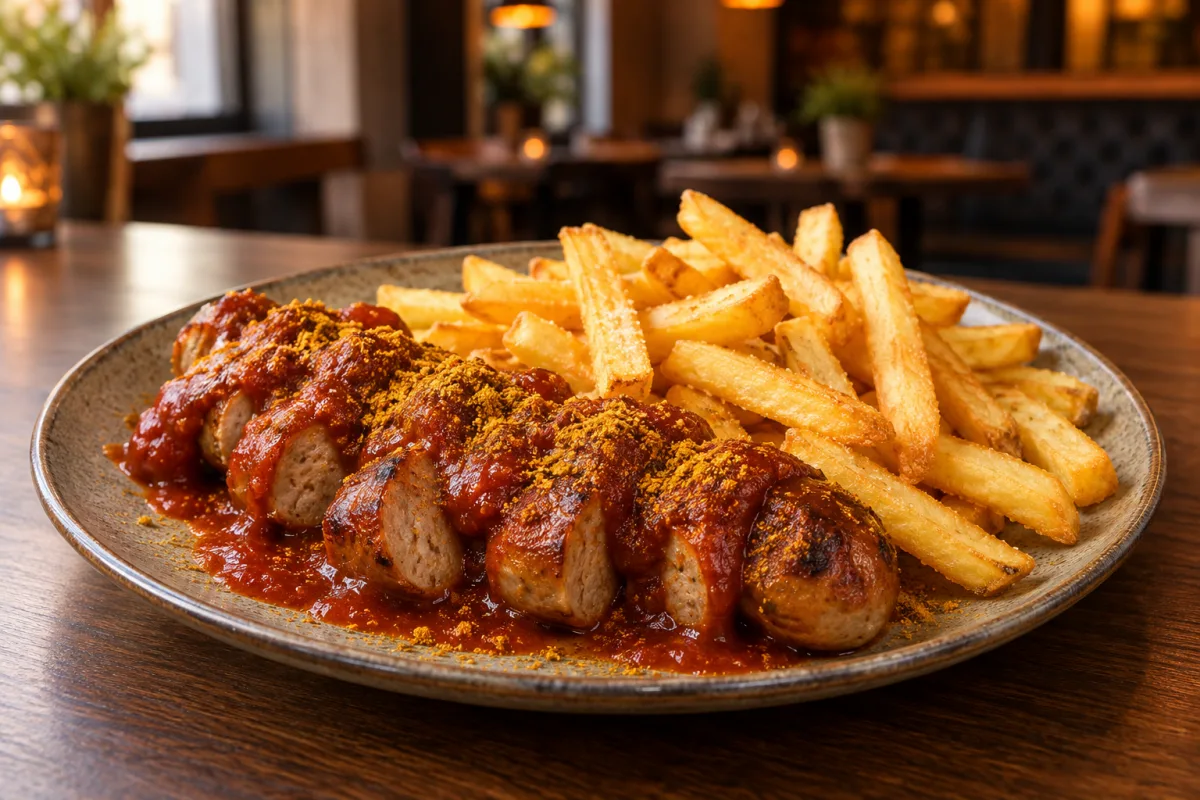 Currywurst mit Pommes bei Aslans Berliner Döner in Nürtingen
