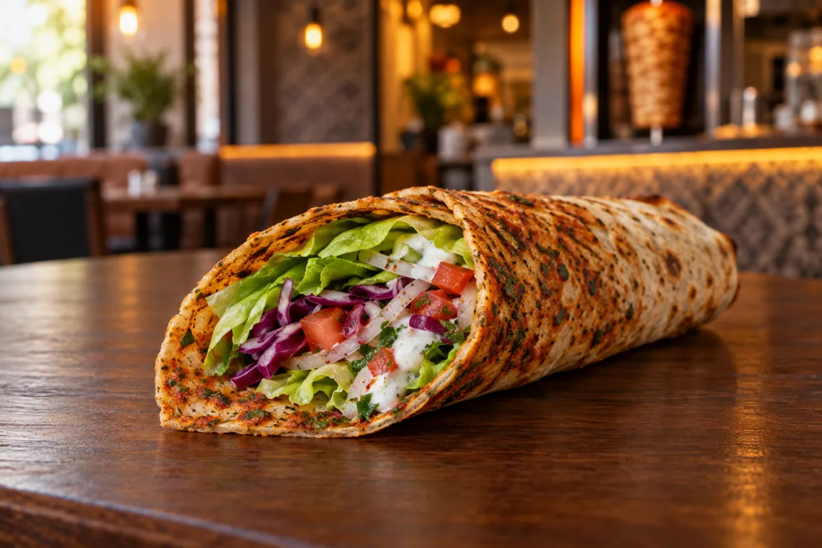 Lahmacun mit Salat & Soße bei Aslans Berliner Döner in Nürtingen