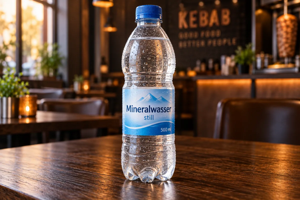 Mineralwasser still bei Aslans Berliner Döner in Nürtingen